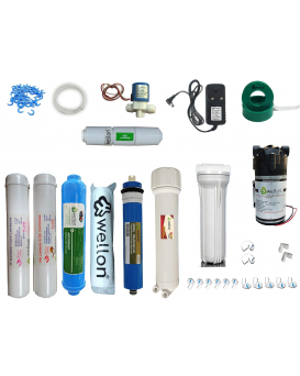 Wellon 13 Item Premium Product Replacement Service Kit (80 GPD Gold RO Membrane (Works Till 2000 TDS) with Membrane Housing, AAA Alkaline Filter) Suitable for All RO Water Purifier System